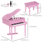 HOMCOM Modern Kids Mini 30-Key Piano Toy 2-Piece Set- Pink-Comes with bench and music stand 