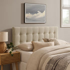Modway Emily Fabric Upholstered King Size Headboard - Ecru-Wood Blend Frame