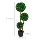 HOMCOM 3.6' Three Ball Boxwood Topiary for Indoor Outdoor - Green-It includes a plant pot 