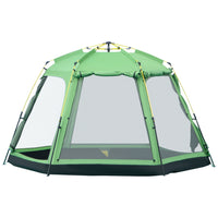 Outsunny 6 People Instant Automatic Camping Tent-Instant design with pre-assembled poles, sets up easily. Simply pin into ground with included ground stakes