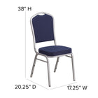 Flash Furniture HERCULES Series Crown Back Stacking Banquet Chairs in Navy Fabric with Silver Frame - 4 Pack-CA117 Fire Retardant Foam