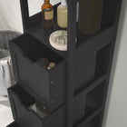 Kleankin Narrow Freestanding Bathroom Linen Tower Cabinet - Black-Colour: Black 