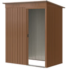 Outsunny Outdoor Storage Shed with Vents - 5.2' x 3.5' - Light Brown-This garden storage shed's tall design helps reduce daily head bumps
