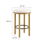 Modway Fable Boucle Fabric Counter Stools - Oak Ivory - Set of 2-Round Padded Seat