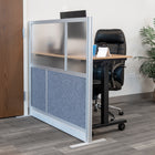Luxor Modular Wall - 53" W x 48" H - Segmented Grey Frame, Frosted Acrylic, Cool Grey PET-Integrates with the Room Divider System for scalable layouts