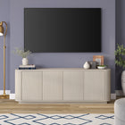 Hudson&Canal Canton TV Stand for TV's up to 75" - Alder White-Constructed of sturdy MDF and PVC materials in a handcrafted alder white finish