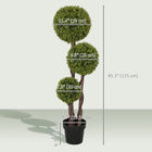 HOMCOM 45" Artificial Boxwood Triple Ball Topiary Tree - Green-Robust nursery pots provide stable bases 