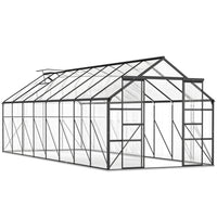 Outsunny 16' x 8' Polycarbonate Greenhouse with Adjustable Roof Vent- Spacious walk-in greenhouse for growing flowers, vegetables, and fruits
 