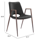 Zuo Desi Dining Chair - Black/Walnut - Set of 2-6