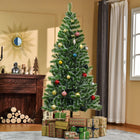 HOMCOM 7' Artificial Christmas Tree with Metal Stand - Green-Robust metal tree base provides stability to keep your trees standing tall 