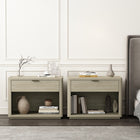 Manhattan Comfort Evelyn 32" Modern 1-Drawer Nightstand 2-Piece Set - Natural-Includes 1 Open Shelf and 1 Full Extension Drawer