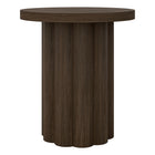 Hudson&Canal Olie Round Fluted Side Table - 20" W - Brown Oak-Table is made of high-quality and durable MDFmaterials with a metal inner frame