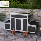 PawHut 35" H Wooden Chicken Coop with Nesting Box - Dark Grey-Big main house and nesting box in both side areas 