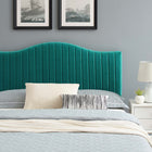 Modway Juniper Channel Tufted Performance Velvet Full Platform Bed - Teal-Stain-Resistant Performance Velvet