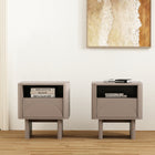 Manhattan Comfort Ella 39.4" Modern Nightstand 2-Piece Set - Mocha-Includes 1 Open Shelf and 1 Full Extension Drawer with a Raised Semicircle Front Design
