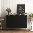 HOMCOM 47.2" L Sideboard Buffet Cabinet - Black-Adjustable 3-level shelf fits various item heights