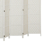 HOMCOM 6 Panels Hand-Woven Freestanding Room Divider for Home Office - White-Overall Dimension: 106.3"W x 0.8"D x 70.9"H (270 x 2 x 180cm)
