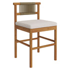 Modway Eleni Outdoor Teak Wood Counter Stools 2-Piece Set - Natural/Sail-Non-Marking Foot Caps