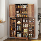 HOMCOM 64" H Kitchen Pantry Cabinet with Adjustable Shelves - Brown-Adjustable shelves allow for personalized storage solutions 