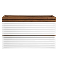 Modway Render 36" Wall-Mount Bathroom Vanity Cabinet - White/Walnut-Mid-Century Modern Vanity