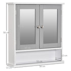 Kleankin Medicine Cabinet with Mirror - Grey-Materials: MDF, Mirror Glass