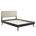 Modway Bridgette Wood Full Platform Bed with Splayed Legs - Black Beige-Full Platform Bed Frame