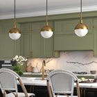 Hudson&Canal Orb 8" Wide Small Pendant with Glass Shade - Brass/White Milk-Clean with a soft, dry cloth and no harsh chemicals or abrasive cleaning materials