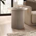Hudson&Canal Isa 22" Wide Round Fluted Side Table - Alder White-Features easy assembly
