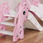 Qaba 3 in 1 Kids Slide with Climber and Basketball Hoop - Pink-Non-slip pedal and appropriate foot lift height enhance safety 