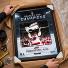 Frameworth Carolina Hurricanes 2026 Stanley Cup Champions: Sebastian Aho Ice Design PhotoGlass Framed Photo - 18" W x 22" H-Product-type accurate build: PhotoGlass construction fuses the image to the glass itself and the glass surface wipes clean with a soft dry cloth