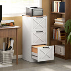 HOMCOM 3-Drawer Letter/A4 Filing Cabinet - White-Three deep drawers organise Letter/A4 files, top surface holds your printer
