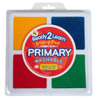 Ready 2 Learn Jumbo 4-in-1 Washable Stamp Pad - Red - Yellow - Green - Blue - 3 Pack-Mess-free art time: The ink in this stamp pad washes off skin with soap and water, which makes clean-up quick and easy.