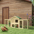 PawHut 37" H Large Wooden Chicken Coop with Nesting Box and Run Ramp - Natural-Spacious indoor area for a comfortable and private surrounding 
