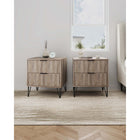 Manhattan Comfort DUMBO 20.07" Modern 2-Drawer Nightstand 2-Piece Set - Rustic Grey-Includes 2 Full Extension Drawers Designed in Vertical Textured Ribbed Lines