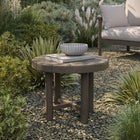 Modway Eleni 20" Round Outdoor Teak Wood Side Table - Weathered Grey Teak-Slatted Top