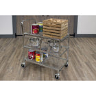 Luxor Collapsible Steel Wire 3-Shelf Cart - Silver-Constructed of steel with a polished chrome finish