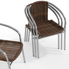Flash Furniture Commercial Aluminum & Dark Brown Rattan Indoor-Outdoor Restaurant Stack Chair-Aluminum Frame
