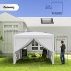 Outsunny 10' ft W x 10 ft L Outdoor Pop Up Party Tent with Carrying Bag - White-Constructed with the powder coated steel frame in superior strength and durability