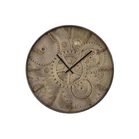 Monarch Specialties Clocks 20" Round Clock - Brown -A statement making, on-trend 20" round wall clock in a vintage-look with a printed gears background, just right for a transitional style home decor