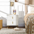 HOMCOM Nightstand with Metal Legs- White-Functions perfectly as a bedside table, sofa side table, or small organizer for compact spaces