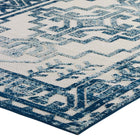 Modway Reflect Nyssa Distressed Geometric Southwestern Aztec Indoor/Outdoor Area Rug - 5 ft W x 8 ft L - Ivory/Blue-8