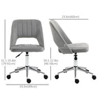 Vinsetto Armless Swivel Computer Desk Chair - Grey-Breathable hollow-back design enhances airflow