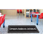 Ashley Productions The Original Fun Mat Mat Runner - 15.5" x 47" - Dream Believe - Achieve - Black with White Dots-Slip-Resistant and Durable: Heavy-duty rubber backing ensures safety and durability, perfect for high-traffic areas.