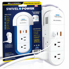 Bell+Howell Swivel Power Strip withg USB-C - White -Charge 9 devices: Comes with Six, 3-pronged outlets for faster charger, and 3 USB ports for everyday devices like cellphones, tablets, music players, etc