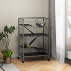 PawHut 50" H 5-Tier Deluxe Rolling Small Animal Cage - Grey- A hammock included for good resting 