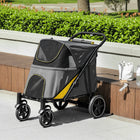PawHut One-Click Foldable Pet Stroller with Shock Absorber - Dark Grey-Foldable design for easy storage 