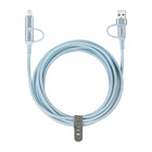 Evry 4-in-1 USB-A/USB-C to USB-C/Lightening Charging Cable - 10 ft - Light Blue-Universal Compatibility
