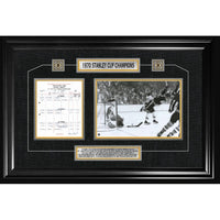 Bobby Orr Boston Bruins 1970 Stanley Cup "the Goal" Scoresheet Collage - Framed Print - 36" x 24"-Premium scoresheet framed