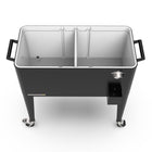 Permasteel 80 qt Retro Rolling Patio Cooler with Divider - Black-Drain plug allows for easy emptying of melted ice and excess water