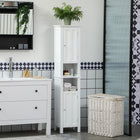 Kleankin Tall Bathroom Storage Cabinet with Shelves - White-Painted finish, so it matches with any home decor